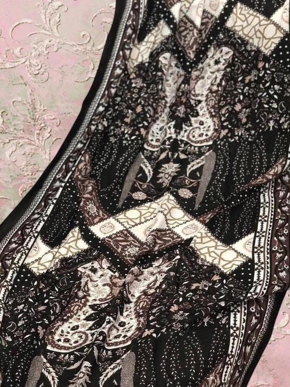 New | Black Pashmina Printed Modal Scarf/Hijab